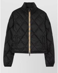 Burberry - Cropped Quilted Jacket High Collar Pockets - Lyst