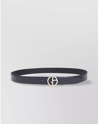 Giorgio Armani - Adjustable Midnight Leather Belt With Metallic Buckle - Lyst