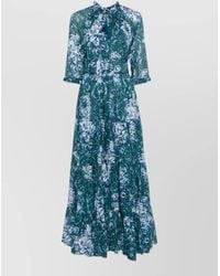 Samantha Sung - Floral-Print Belted Gathered Cotton Maxi Dress - Lyst