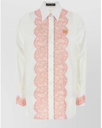 Dolce & Gabbana - Poplin Shirt With Lace Detailing And Long Sleeves - Lyst
