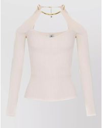 Elisabetta Franchi - Viscose Off-The-Shoulder Ribbed Knit Top - Lyst