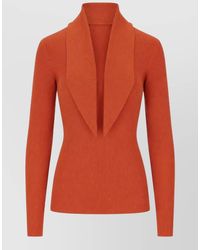 P.A.R.O.S.H. - Long Sleeve Top Ribbed Texture Shawl Collar - Lyst