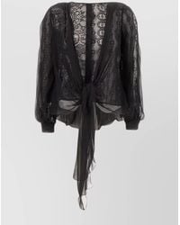 Alberta Ferretti - Lace And Silk Blouse With Cut-Out Sleeves - Lyst