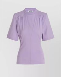 The Attico - Cotton Ribbed Crew-Neck Padded-Shoulder Cutout T-Shirt - Lyst