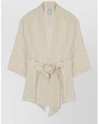120% Lino - Linen Kimono Jacket Belted Waist - Lyst