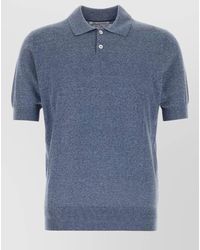 Brunello Cucinelli - Linen Blend Polo Shirt Ribbed Collar Hem - Lyst