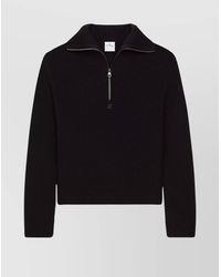 Courreges - Merino Wool Ribbed Oversized Half Zip High Collar Jumper - Lyst