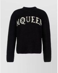 McQueen - Crochet Crew Neck Sweater With Textured Knit - Lyst