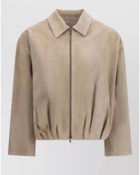 Salvatore Santoro - Suede Bomber Jacket Collared Neck Pockets - Lyst