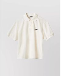 Miu Miu - Short Sleeve Polo Shirt With Collar Design - Lyst