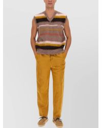 Etro - Mohair Wool Blend Ribbed V-Neck Striped Knitted Vest - Lyst