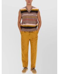 Etro - Mohair Wool Blend Ribbed V-Neck Striped Knitted Vest - Lyst