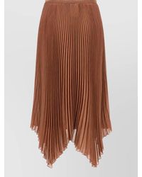 Valentino Garavani - Silk Pleated Asymmetric Midi Skirt - Lyst