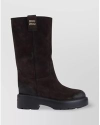 Miu Miu - Leather Knee-High Boots Oversized Sole - Lyst