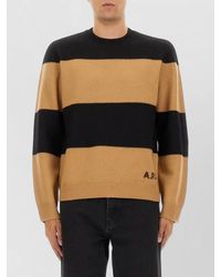 A.P.C. - Edwardo Striped Jersey Top Ribbed Trims - Lyst