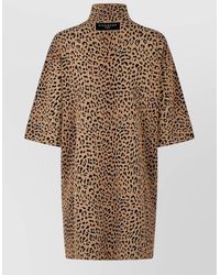 Givenchy - Silk Jacquard Leopard-Knit Short-Sleeve Mini Dress - Lyst