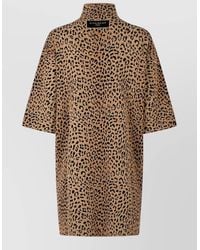 Givenchy - Silk Jacquard Leopard-Knit Short-Sleeve Mini Dress - Lyst