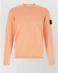 Stone Island - Cotton Blend Crew Neck Long-Sleeve Sweater - Lyst