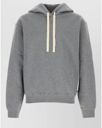Jil Sander - Cotton Hooded Sweatshirt Drawstring Hood Ribbed Trims - Lyst