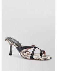 Paris Texas - Lorena Leather Sandals Snakeskin Heel Straps - Lyst