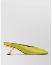 Ferragamo - Safi Satin Mules Pointed Toe Sculptural Heel - Lyst