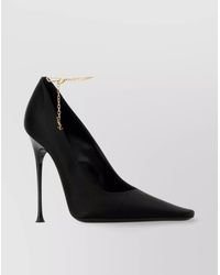 Saint Laurent - Crepe Satin Pumps Chain-Link Detailing - Lyst