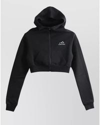 Balenciaga - Cotton Logo Print Cropped Hooded Sweatshirt - Lyst