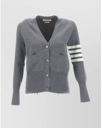 Thom Browne - Wool V-Neck Ribbed Cardigan - Lyst