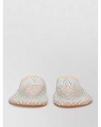 Alysi - Rhinestone Mule Sandal Flat Mesh Toe - Lyst