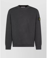 Stone Island - Crew Neck Long Sleeve Ribbed Sweatshirt - Lyst