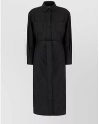 Thom Browne - Silk Cashmere Belted Midi Shirt Dress - Lyst