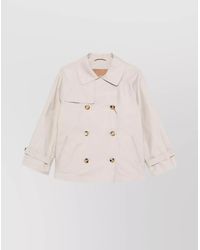 Max Mara - Short Cotton Twill Trench Coat With Water Repellent - Lyst