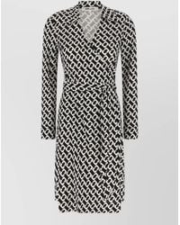 Diane von Furstenberg - Silk Printed Wrap Midi Dress - Lyst