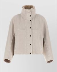 Brunello Cucinelli - Cropped Coat Virgin Wool Cashmere Blend - Lyst