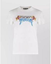 Versace Jeans Couture - Ribbed Sequin Embellished Logo Print T-Shirt - Lyst