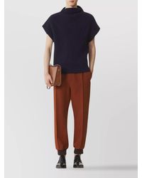 Lanvin - Ribbed Wool High Neck Short-Sleeve Jumper - Lyst