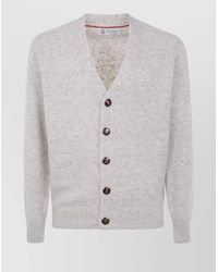 Brunello Cucinelli - V-Neck Cardigan With Ribbed Cuffs - Lyst