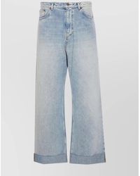 Valentino Garavani - High Waist Wide Leg Denim Jeans With Cuffs - Lyst