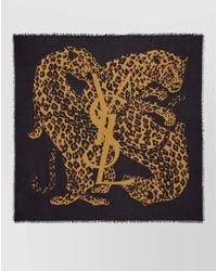 Saint Laurent - Leopard-Print Wool Square Scarf - Lyst