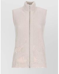 MM6 by Maison Margiela - High Neck Cotton Gilet Ribbed Sleeveless - Lyst
