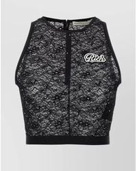 Alessandra Rich - Rhinestone Lace Tank Top - Lyst