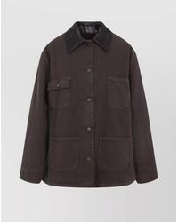 Prada - Canvas Cotton Jacket Leather Collar - Lyst