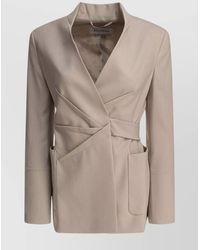 Max Mara - Tailored Jackets With Belted Waist And Wrap Design - Lyst