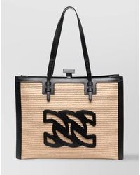 Casadei - Rectangular Woven Texture Tote Bags - Lyst