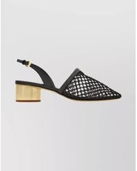 Ferragamo - Mesh And Leather Slingback Sandals - Lyst
