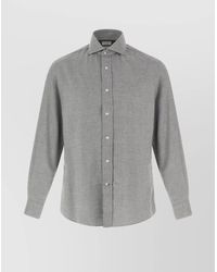 Brunello Cucinelli - Long Sleeve Button-Down Collar Cotton Shirt - Lyst