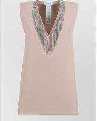 Sportmax - Sleeveless Top Rhinestone Fringe V Neck - Lyst