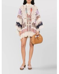 Zimmermann - Cotton Lace-Trim Belted Mini Dress - Lyst