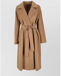 Max Mara - Wrap Coat With Belted Waist And Long Sleeves - Lyst