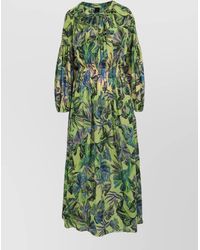 Pinko - Maxi Dress Floral Print Elasticated Waist Tie - Lyst